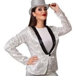 Veste Disco Paillettes Argent D Guisement Femme