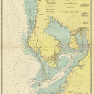 Tampa Bay Map Nautical Chart Print Etsy