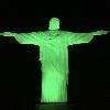 Cristo Redentor Iluminado Em Verde Pela Conscientiza O Sobre A Asfixia