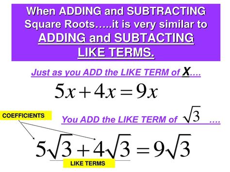 Adding And Subtracting Square Roots