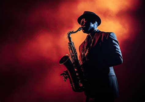 Um Tiro De Baixo Ngulo De Um Saxofonista Se Apresentando Em Um Palco