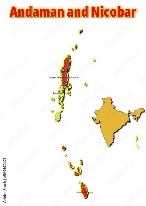 Vetor Do Stock Map Of Andaman And Nicobar Union Territor With Names Of