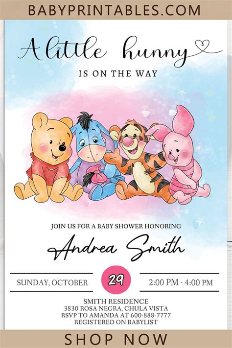 Cute Baby Winnie The Pooh And Friends Baby Shower Invites D Baby