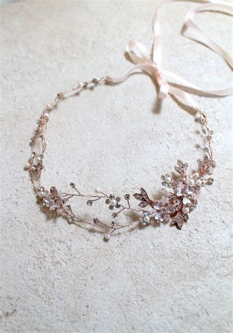 Rose Gold Leaf Vine Bridal Headpiece Boho Delicate By Ingenueb Gold