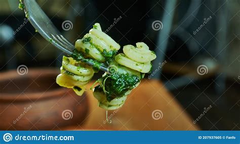 Fusilli Col Pesto Stock Image Image Of Alla Genovese