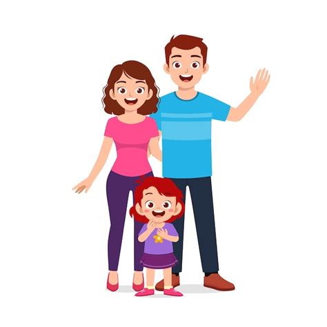 Premium Vector | Cute little girl with mom and dad together