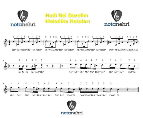 Hadi Gel Gezelim Melodika Notalar Nota Nehri