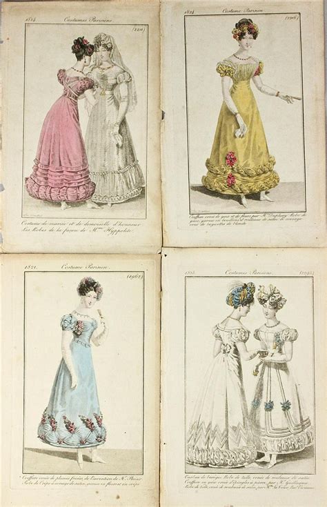 Lot COSTUME PARISIEN FRENCH 1823 1825 COLLECTION OF HAND COLORED