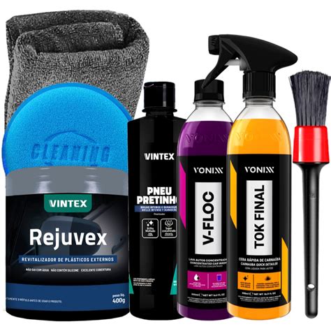 Kit Vonixx Limpeza Automotiva Pre O Especial Shampoo V Floc Cera Tok