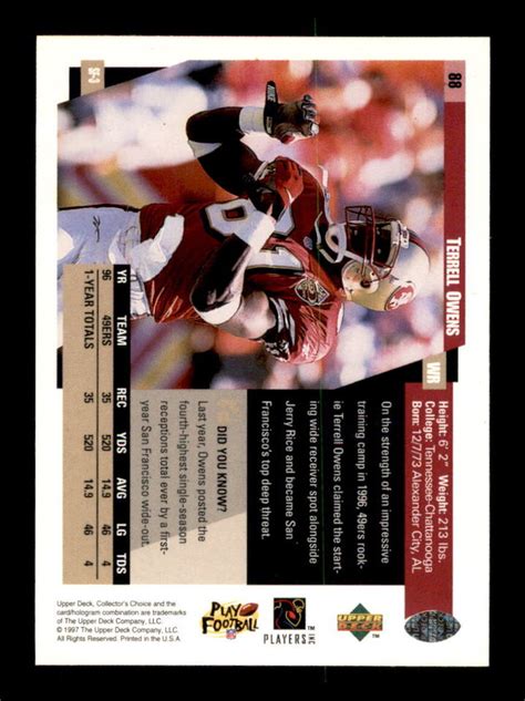 1997 Football Upper Deck Terrell Owens San Francisco 49ers 88 EBay