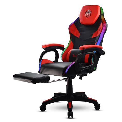 Silla Gamer Con Masajeador Lumbar Y Luces Rgb Blazze Pro Roja Tiqnia