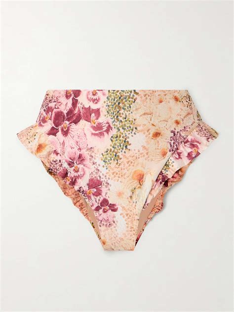 AGUA BY AGUA BENDITA Jengibre Florecer Ruffled Floral Print Recycled Bikini Briefs NET A PORTER