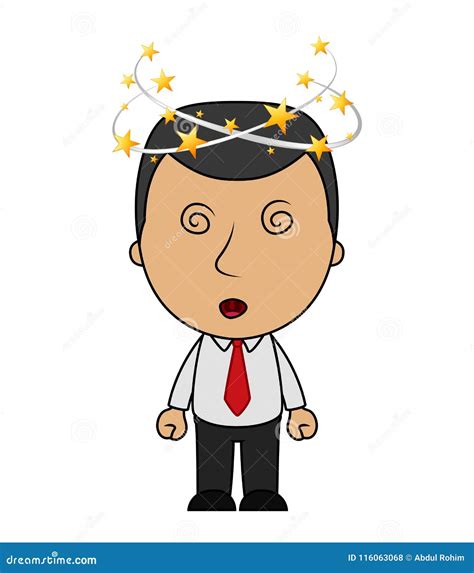 Cartoon Businessman With Flying Stars Spinning Around His Head Vector ...