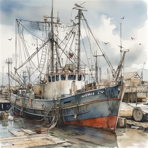 High Quality Designs Of Fishing Trawlers Clip Art Jpgs Etsy Uk