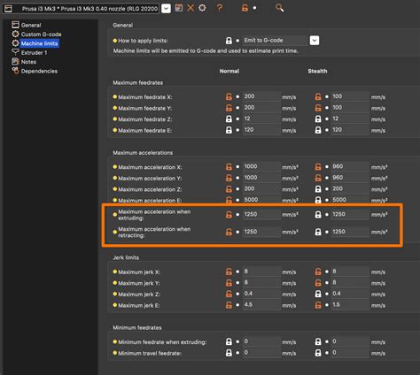 Help with understanding 'Machine limits' settings in Prusa Slicer – PrusaSlicer – Prusa3D Forum