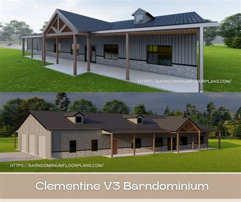 50 Foot Wide Open Floor Plan Clementine V3 Barndominium With Shop 50x65 3250 Sqft W Kitchen