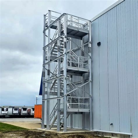 Warehouse Rooftop Stair Tower Installation Upside Installation