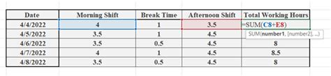 Excel Timesheet Formula