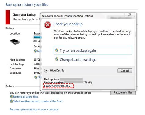 Fix Backup Error Code X On Windows Ways