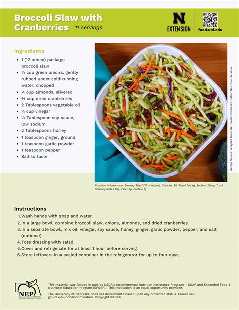 Handout - Broccoli - Broccoli Slaw with Cranberries Recipe | UNL Food