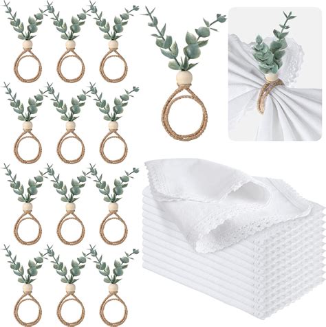 Amazon Eaasty Sets Eucalyptus Napkin Rings And Cloth Napkin