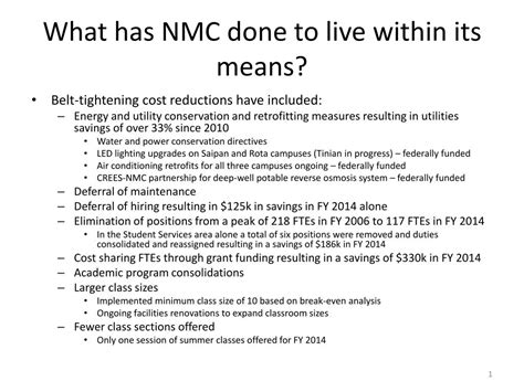 Ppt What Has Nmc Done To Live Within Its Means Powerpoint