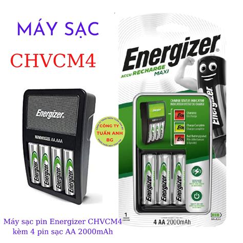 Máy Sạc Pin Energizer Chvcm4 Kèm 4 Pin Sạc Aa 2000mah Chính Hãng