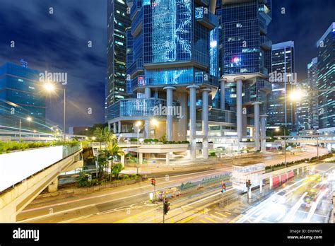 Hong Kong night view with car light Stock Photo - Alamy