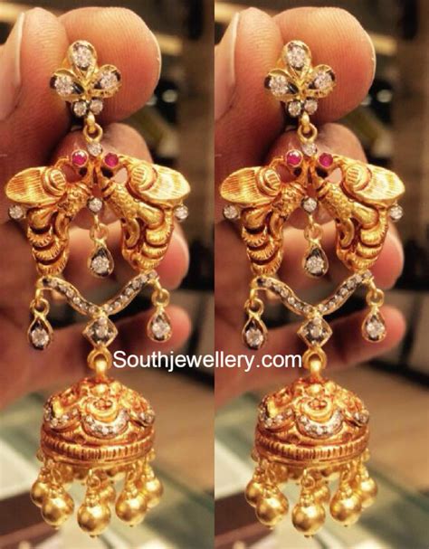 Antique Gold Necklace And Jhumkas Set Indian Jewellery Designs