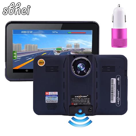 Sbhei 7 Inch Gps Navigation Android Radar Detector With Dvr Rear View