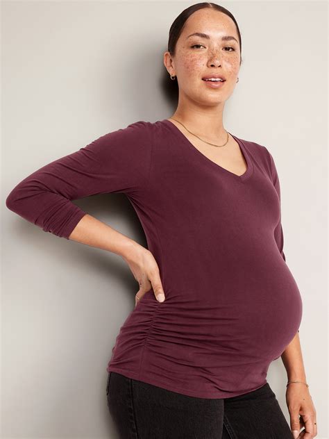 Maternity Everywear Fitted V Neck Long Sleeve T Shirt Old Navy