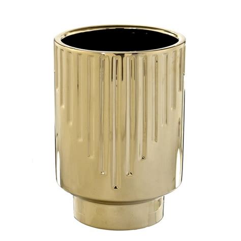 Vaso Decorativo de Cerâmica Liz 19cm Dourado Espressione Camicado