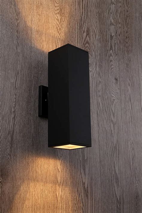 Modern Outdoor Wall Sconce Black Matte Finish Rectangular Box