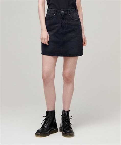 MUSINSA MUSINSA STANDARD WOMAN WOMENS DENIM MINI SKIRT WASHED BLACK