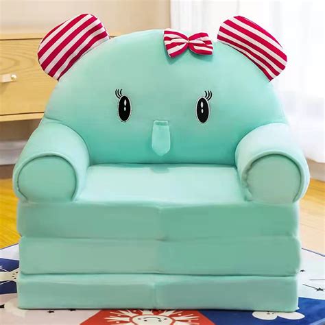 Plush Foldable Kids Sofa Backrest Armchair 2 In 1 Foldable Children