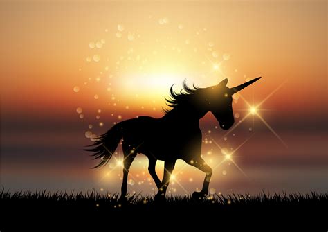 Silhouette of a unicorn in a sunset landscape 267281 Vector Art at Vecteezy