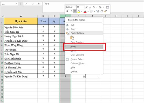 Hướng Dẫn Cách Chèn Thêm Cột Trong Excel Nhanh Chóng Và đơn Giản Nhất