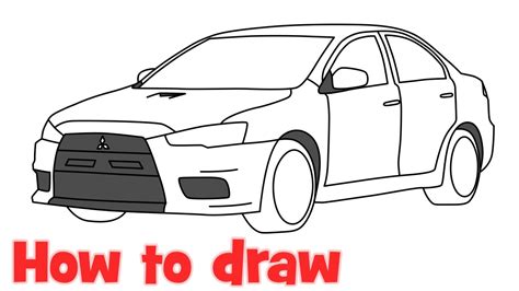 How To Draw A Car Mitsubishi Lancer Evolution Evo X Step By Step