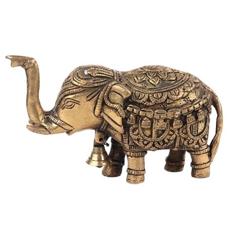 Brass Carved Standing Elephant Statue For Display