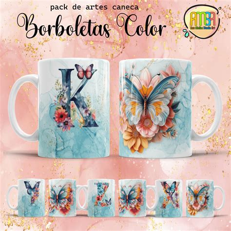 Estampas Alfabeto Borboleta Color Canecas Ana Melim Studio Art