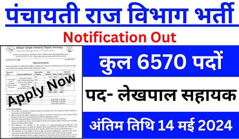 Panchayati Raj Vibhag Bharti 2024 पंचायती राज विभाग में 6570 पदों भर्ती आवेदन शुरू Rj Job Alert