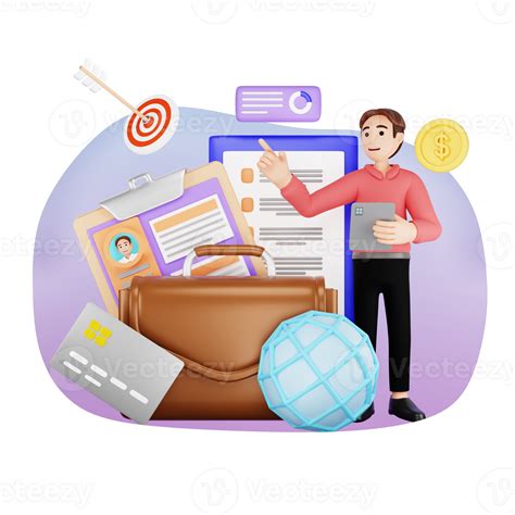 Business Portfolio 3D Character Illustration 24222403 PNG