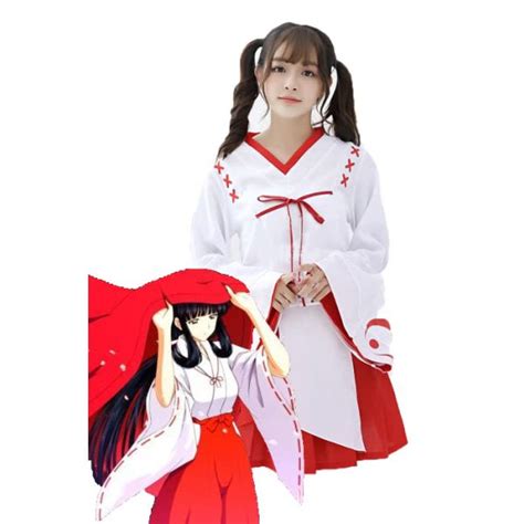 Inuyasha Kikyo Miko Kimono Cosplay Costume