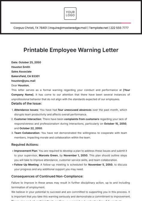 Free Absconding Employee Letter Template Edit Online And Download