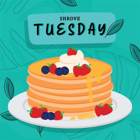 Pancake Day At Shrove Tuesday In Square Social Media Post Vector