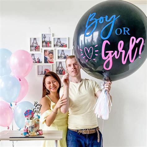 Set Boy Or Girl Gender Reveal Inch Black Latex Balloon Whith