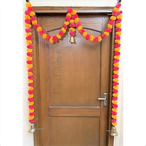 Sphinx Artificial Marigold Fluffy Flowers Single Line Door Toran Set