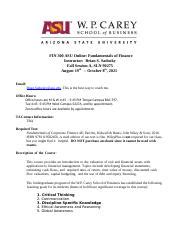 FIN300 Online Syllabus Sadusky FALL A 2021 1 Docx FIN 300 ASU Online