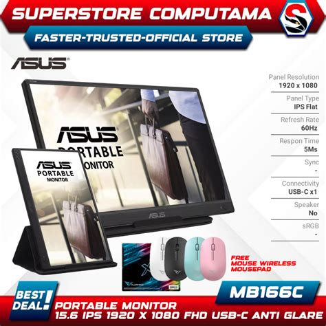 Jual Monitor Portable Asus Mb166c 15 6 Ips 1920x1080 Usb C Anti Glare Shopee Indonesia