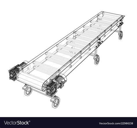 3d Outline Conveyor Belt Rendering Of Royalty Free Vector